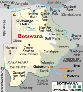Botswana on the map