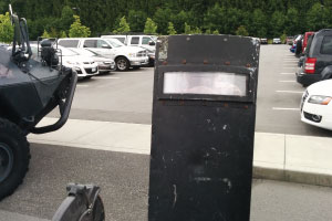 Picture of police equipment in a parking lot