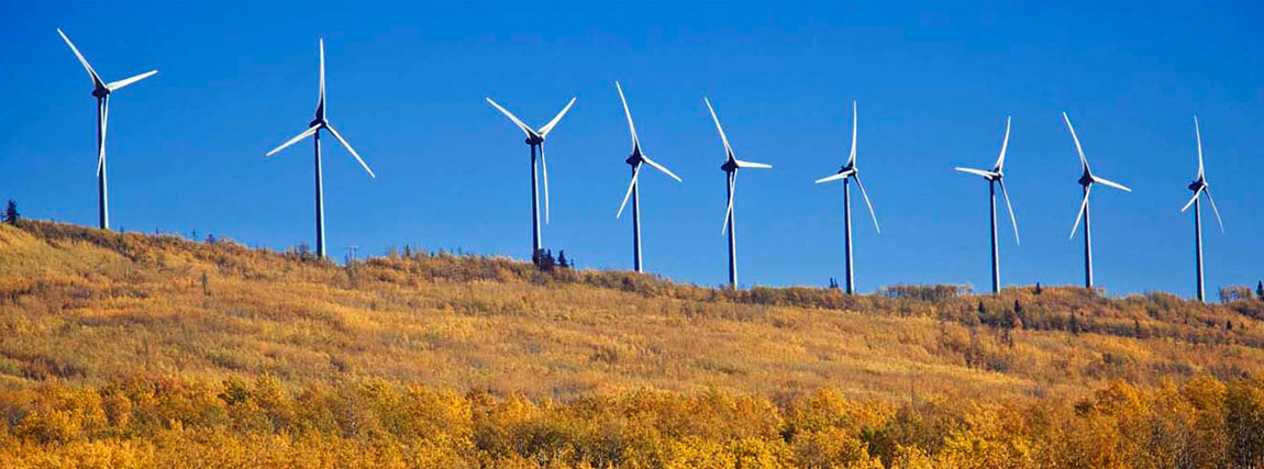 Wind turbines at Bear Mountain Wind Park near Dawson Creek. Source: https://peaceenergy.ca/bear-mountain-wind-park/
