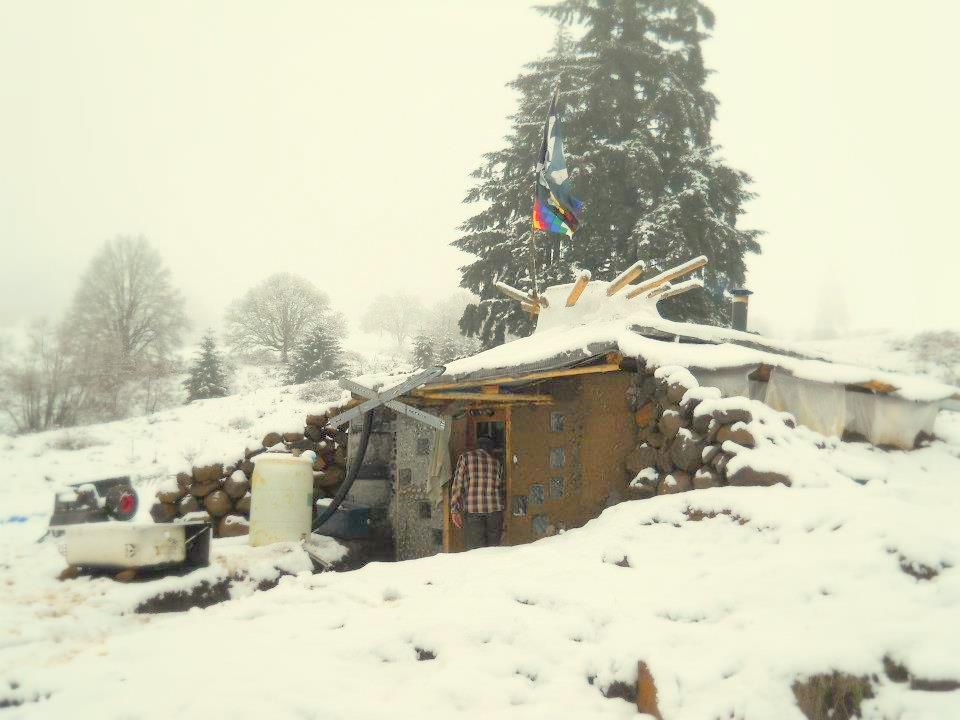 small shack in the snow