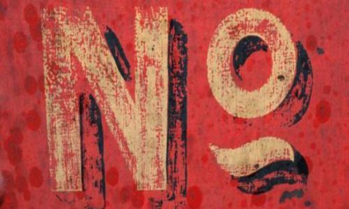 word "no" painted on red background