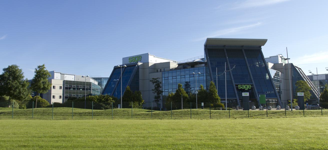 The front of the headquarters of Sage Group plc