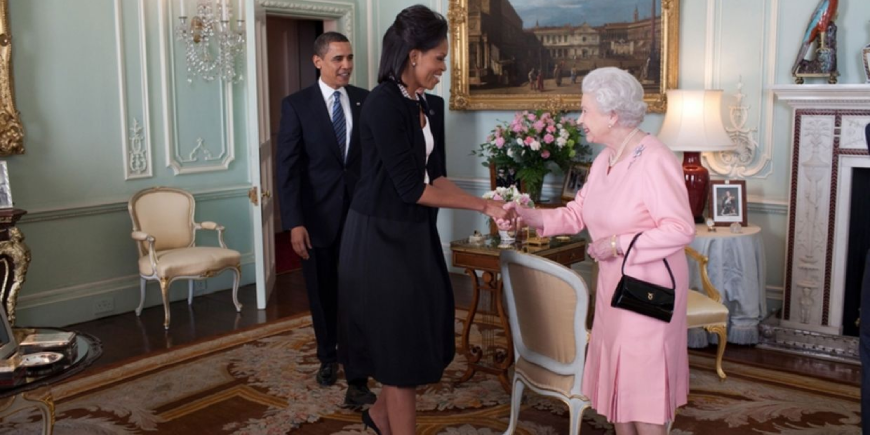 US President and First Lady meeting with the Queen
