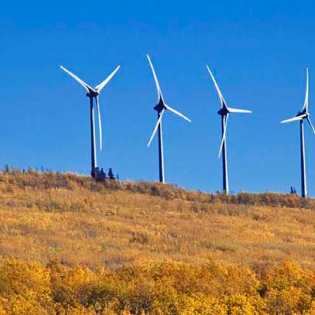 Set of wind turbines located at Bear Mountain Wind Park