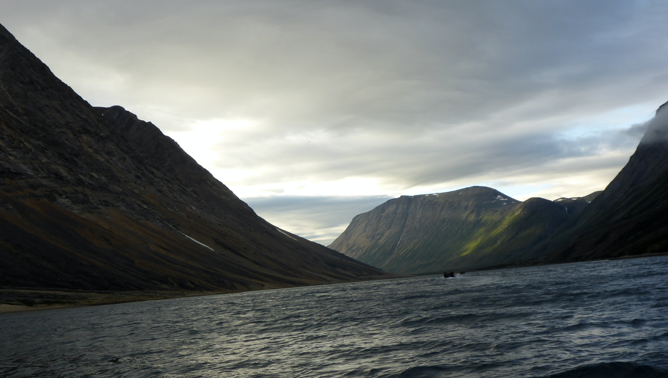 View of Torngat Mountains behind a large body of water