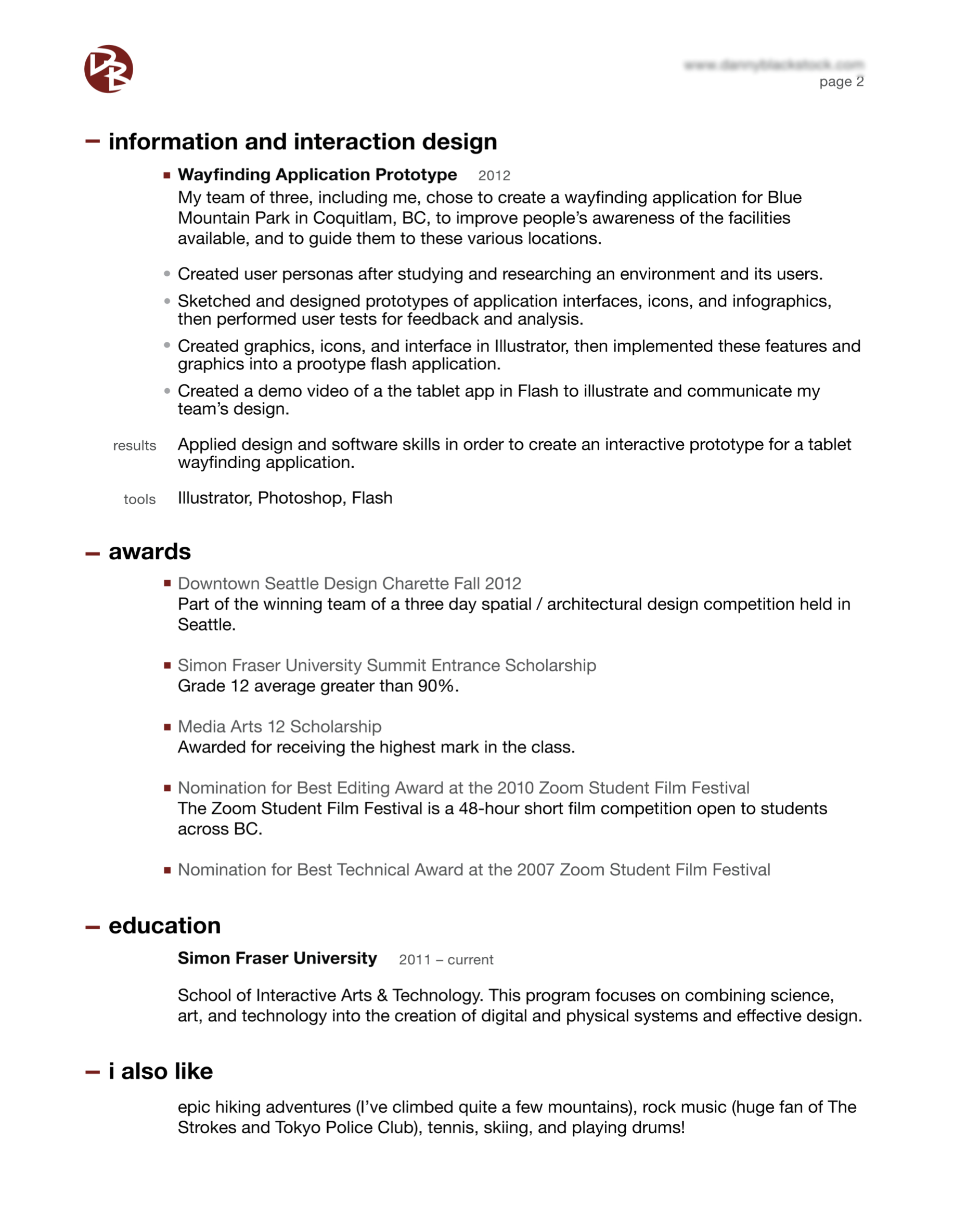 Resume Sample page 2