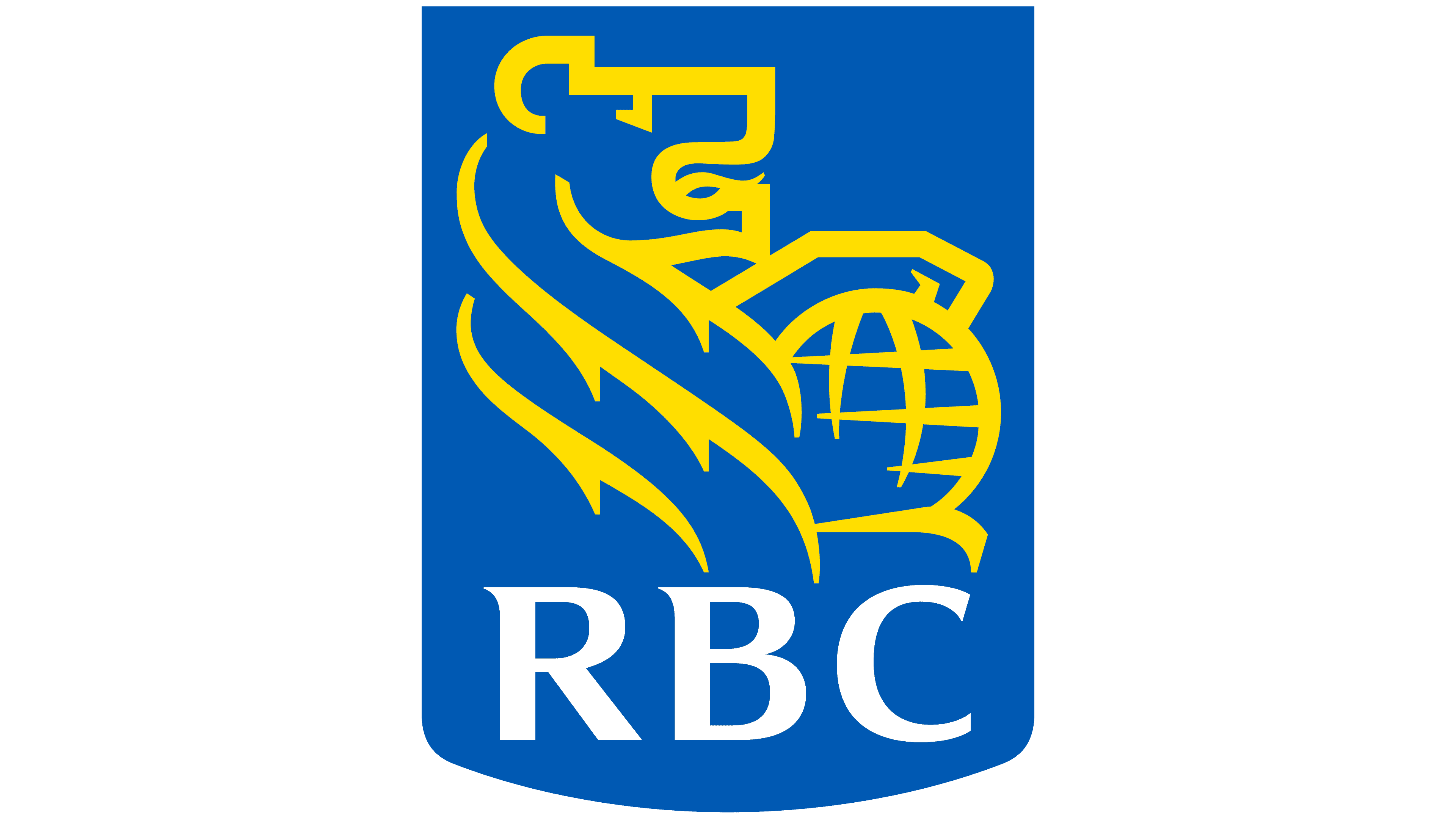 RBC's logo which is a blue rectangle with a yellow lion inside