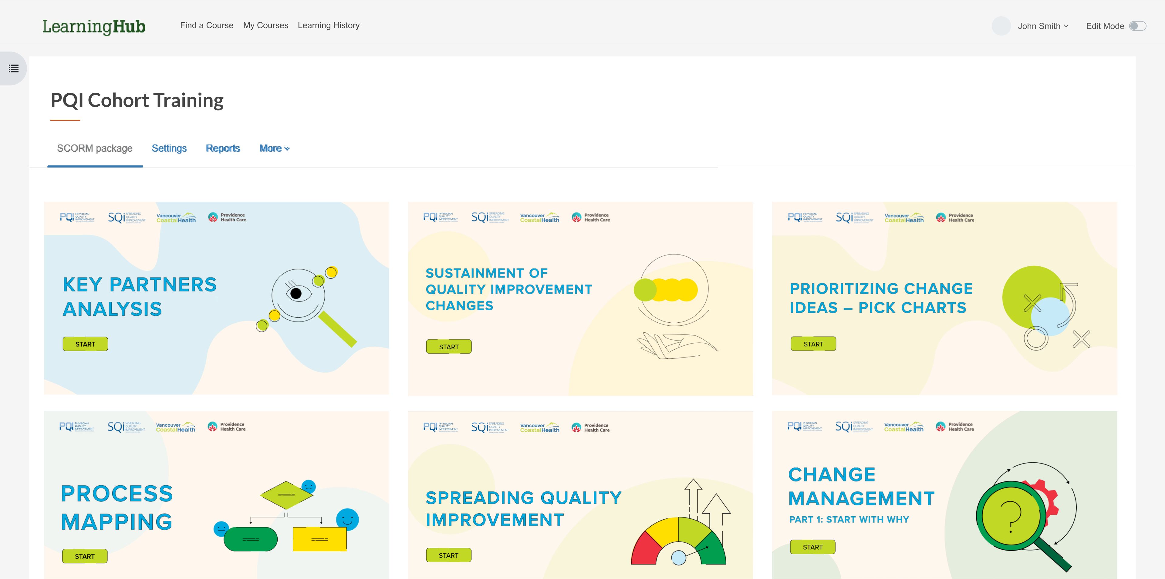 Colourful online modules on LearningHub