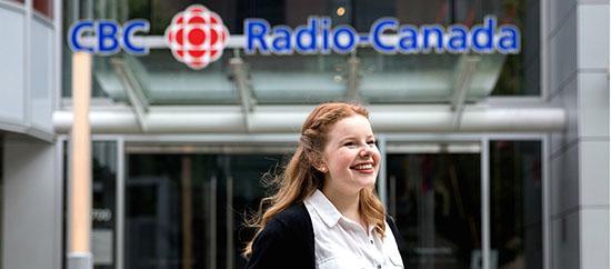 Ashley in front of CBC building 
