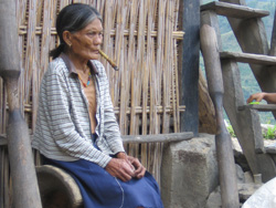 elderly woman sitting and relaxing