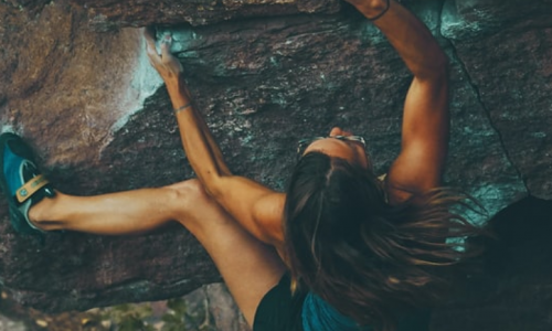 Rock climbing woman