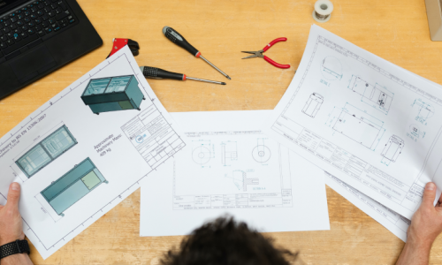 Engineering blueprints and diagrams