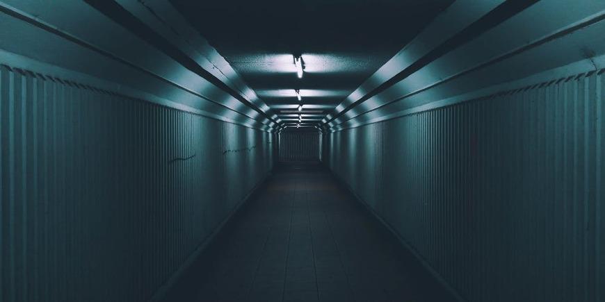 a long dark hallway