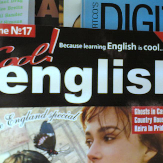 Old magazine that reads, "Cool! English"