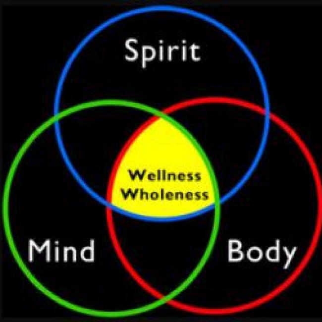 Three part diagram intersecting the Mind, Body and Spirit