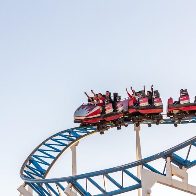 People riding a rollercoaster