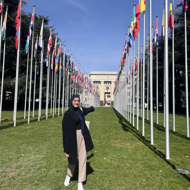 Photo taken near the entrance of Palais des Nations. I had the opportunity to visit the United Nations as part of my International Human Rights Law course, and listen to debates taking place in the Human Rights Council.