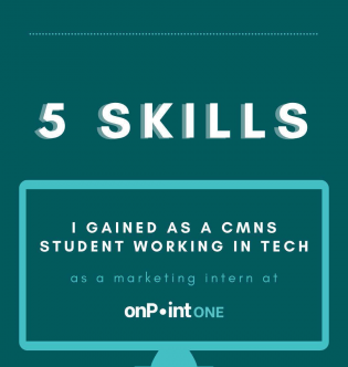 Infographic outlining 5 skills learned during work term at a tech company