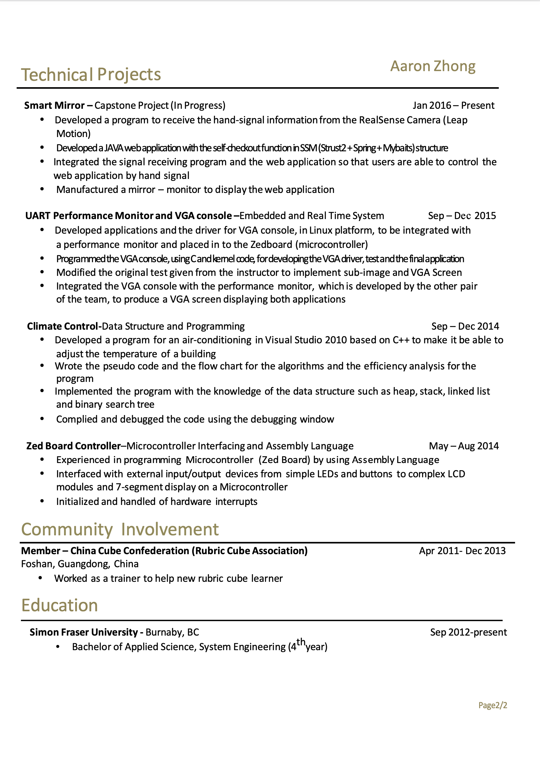 Resume Sample page 2