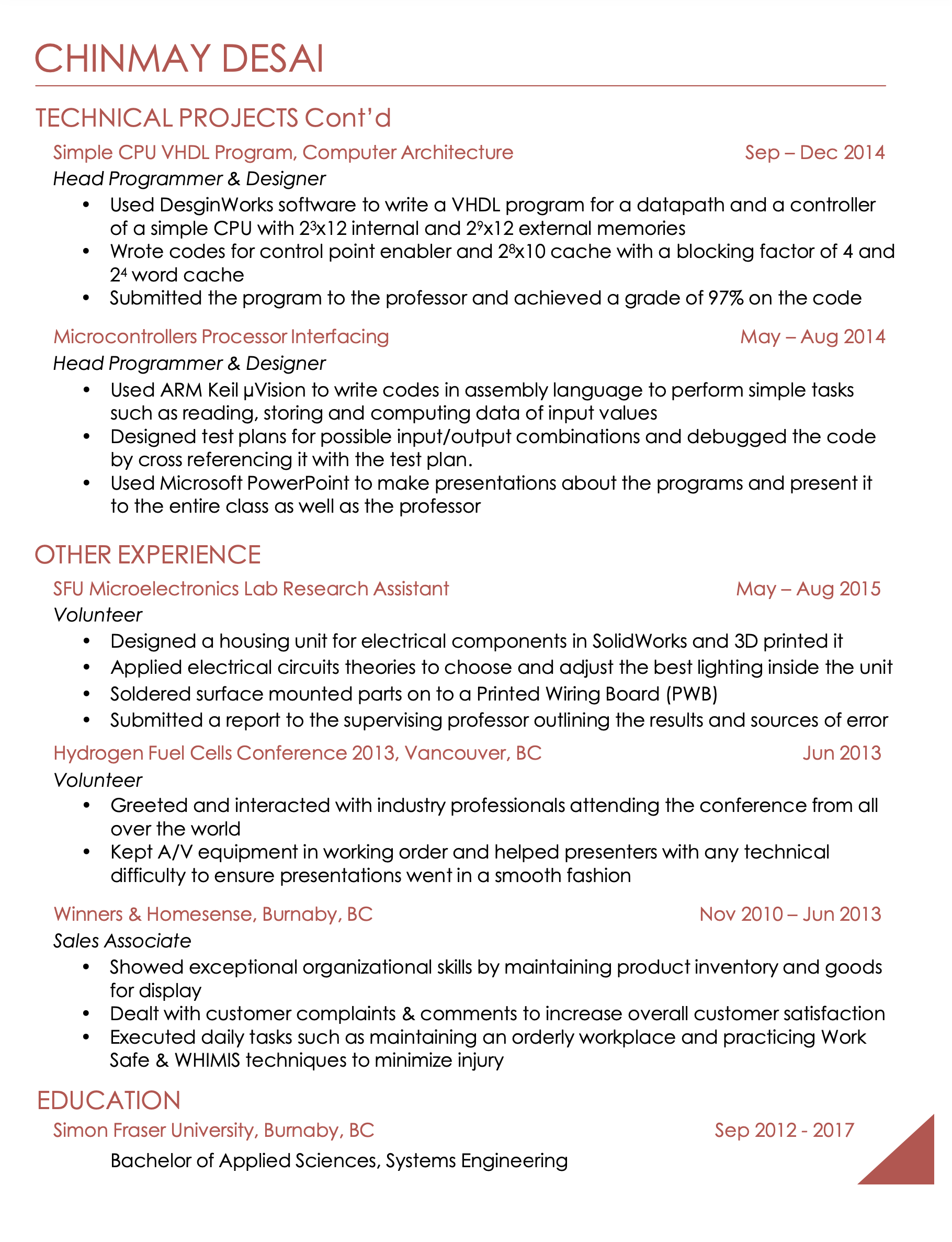 Resume Sample page 2