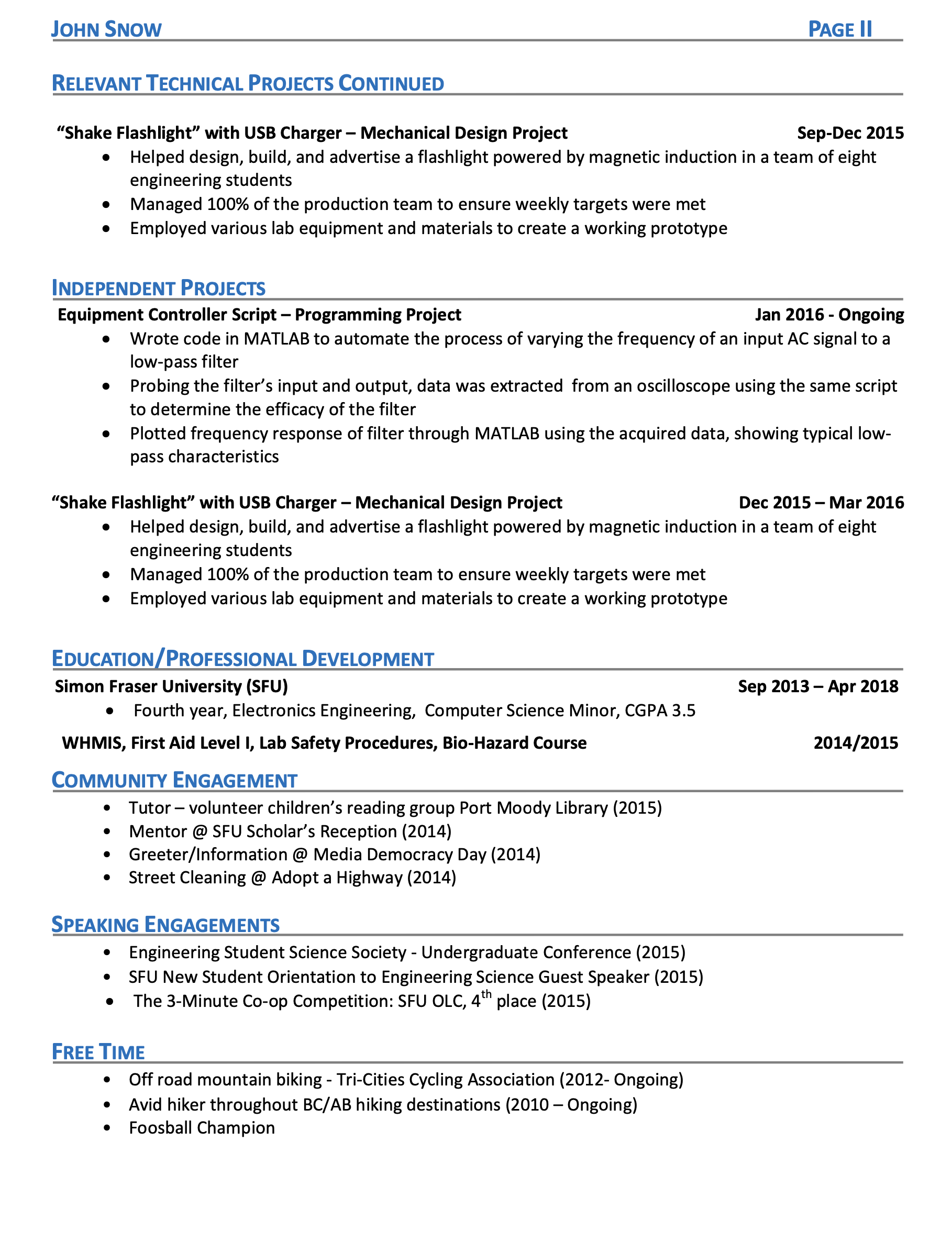 Resume Sample page 2