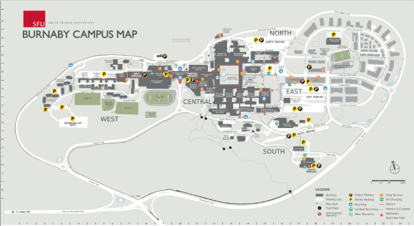 Map of the SFU Burnaby Campus