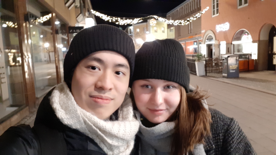 Jordan and his girlfriend Nora in Sweden