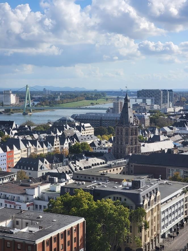 The view of Cologne from the top of one of the spires of Cologne Cathedral. Very tiring to climb up, but worth it!