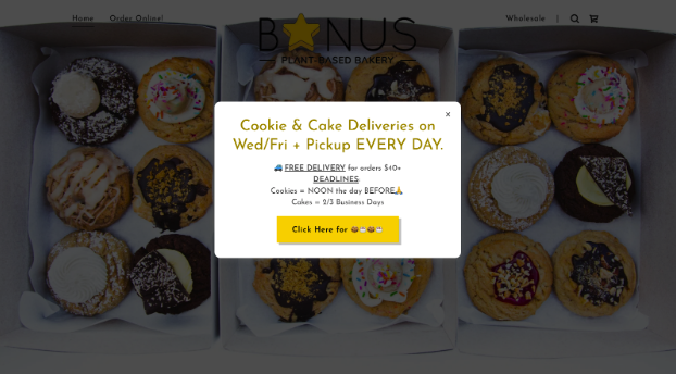 Figure 1: Homepage of Bonus Bakery’s existing website.
