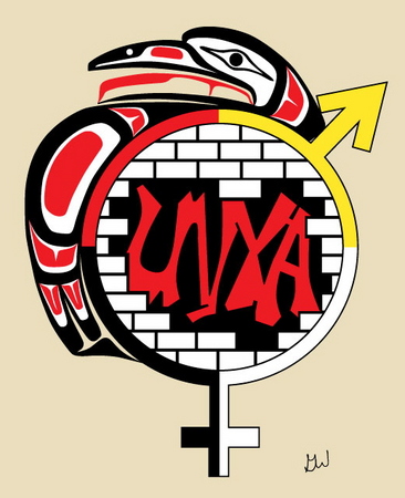 UNYA street art depicting a raven and gender neutral sign
