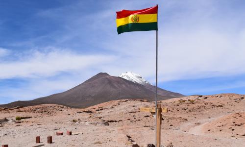 Bolivian flag in the desert