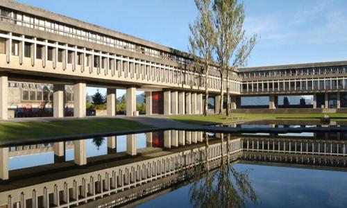 SFU's Academic Quadrangle (AQ) and Reflecting Pond