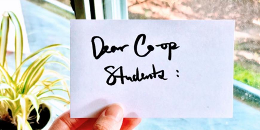 a little note that says "Dear Co-op Students"