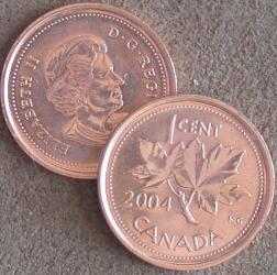 A photo of Canadian 2-cent coin