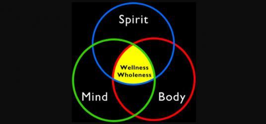 Three part diagram intersecting the Mind, Body and Spirit