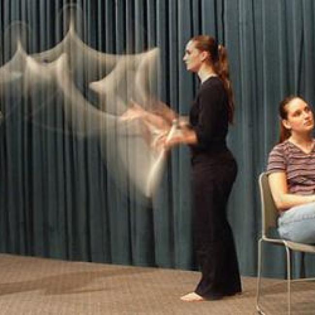 Picture of Tina juggling and trying to relax