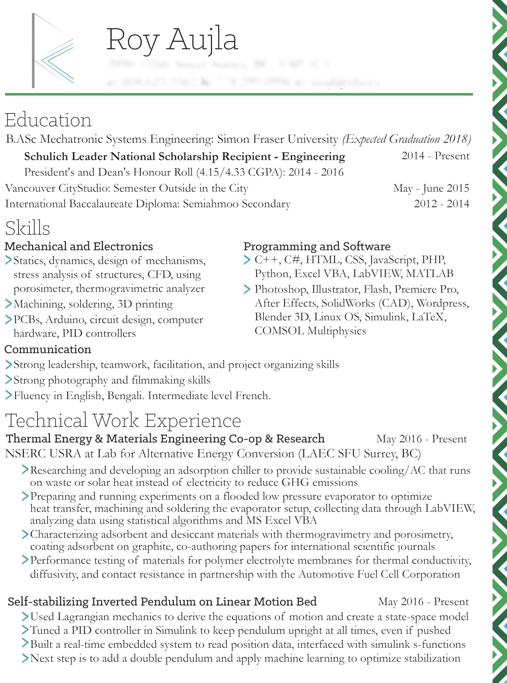Resume Sample page 1