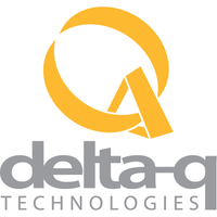 A yellow q with text below that says 'delta-q technologies'. 