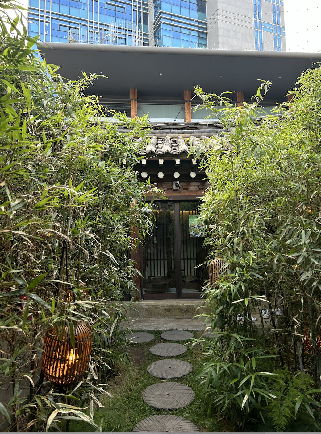 Entrance to a hanok style cafe