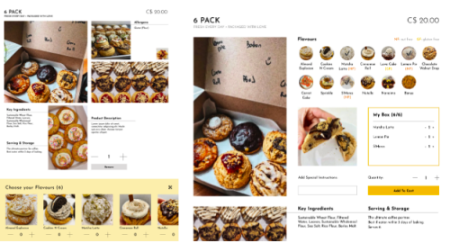Figure 13: First iteration of the flavour selection page (left) and the simplified flavour selection page (right).
