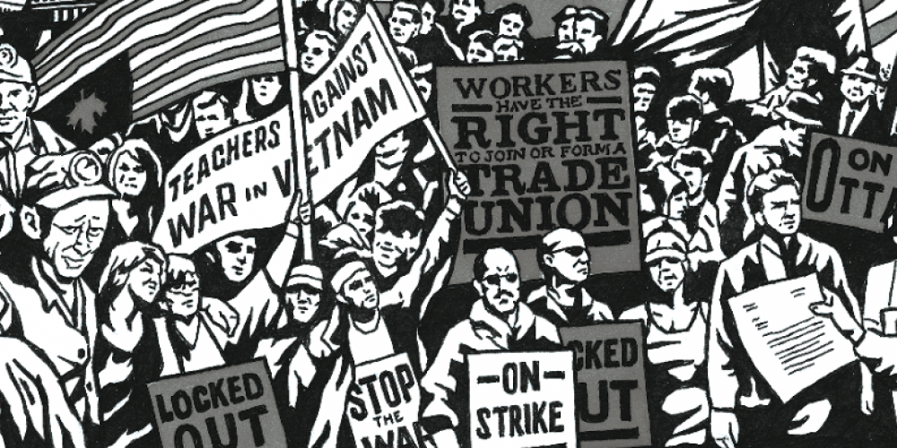 Illustration of worker's rights protest