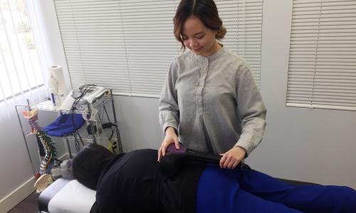 The author working with a physiotherapy patient 
