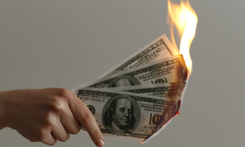 A photo of money on fire