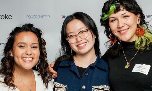 SIAT students Nhi Nguyen, Marielle Wall, and Julia Yee at the 2021 Vancouver UX Awards.