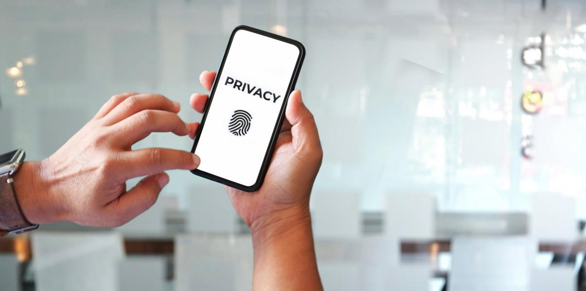 a phone screen displaying the text "Privacy"