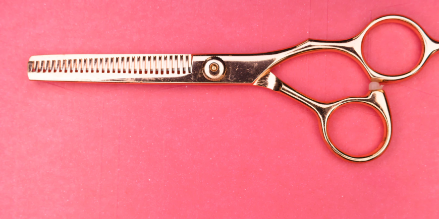 A photo of a pair of hairdressing scissors 