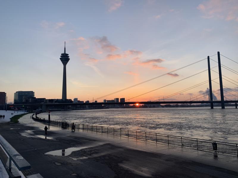 View of Dusseldorf, Germany at sunset