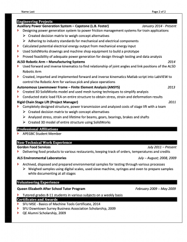 Resume Sample page 2