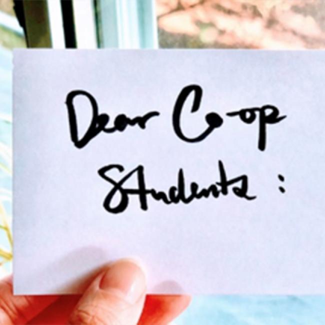 a little note that says "Dear Co-op Students"