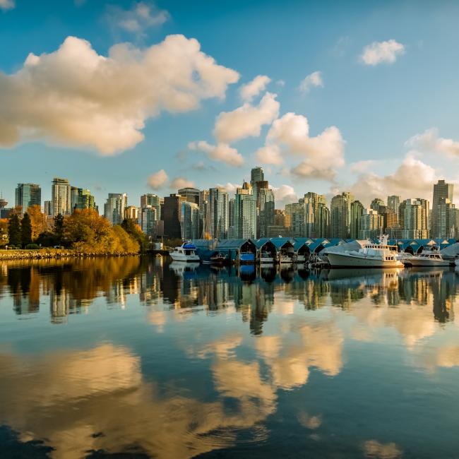 a beautiful photo of Vancouver with clear skies